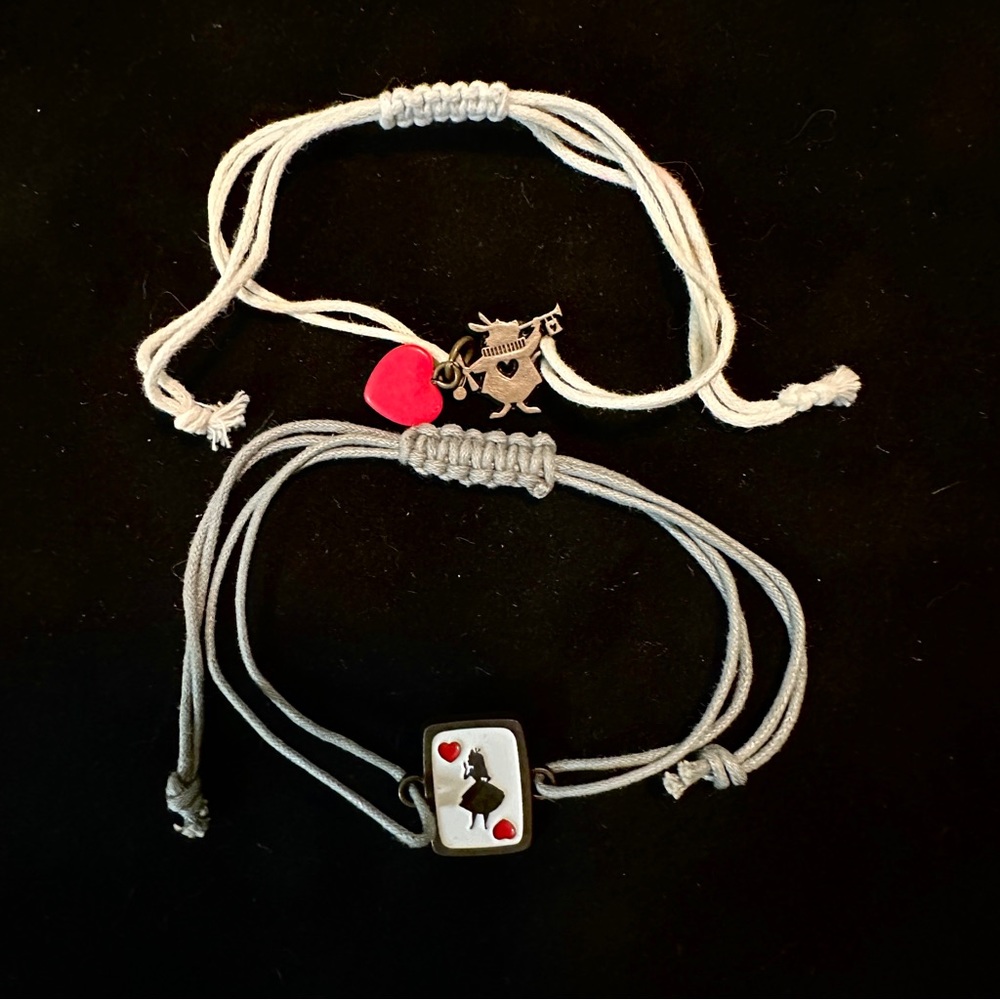 TWO NEW Alice in Wonderland Adjustable Bracelets